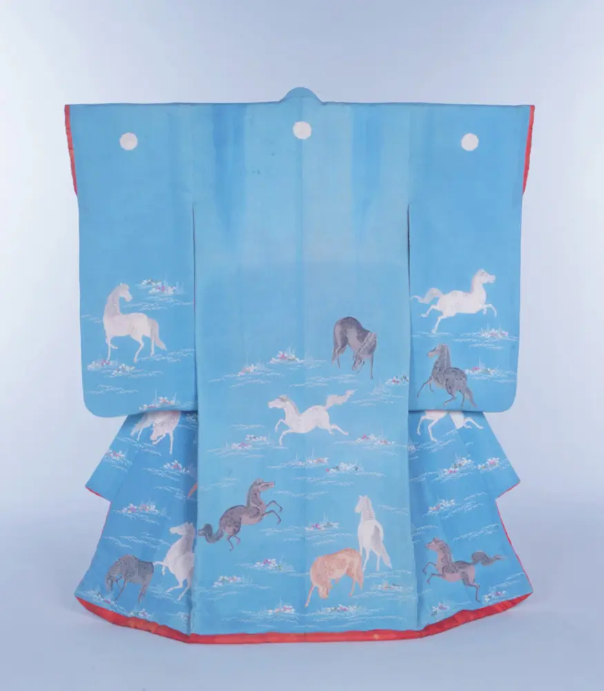 馬散らし文様振袖（小裁）江戸時代後期