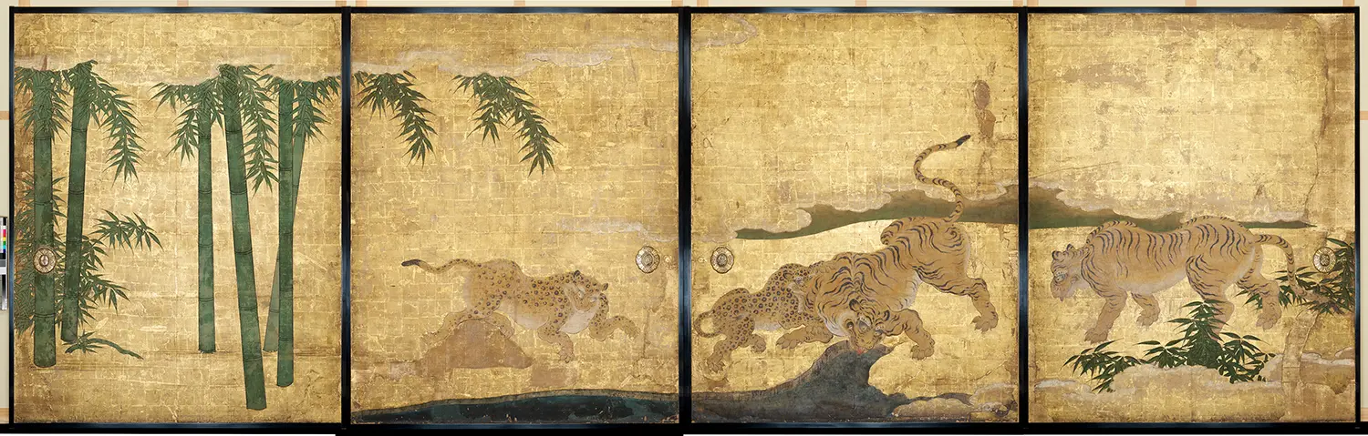 重要文化財　《遠侍三の間　竹林群虎図》（部分）